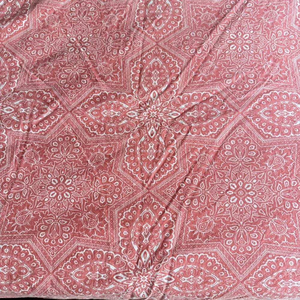 Pottery Barn King Duvet Cover Set Organic Cotton Coral Medallion